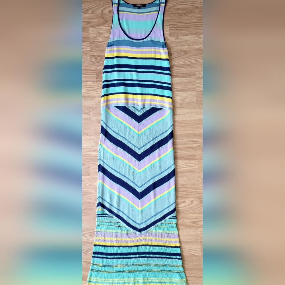 Nanette Lepore Issos Tambourine Mix-Stripe Maxi Dress Size Small Stripe Knit